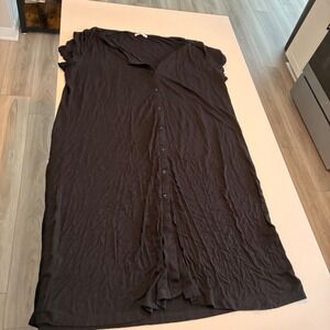 Amazon Labor and Delivery Nursing Black V Neck Button Down Gown Plus Size XXL